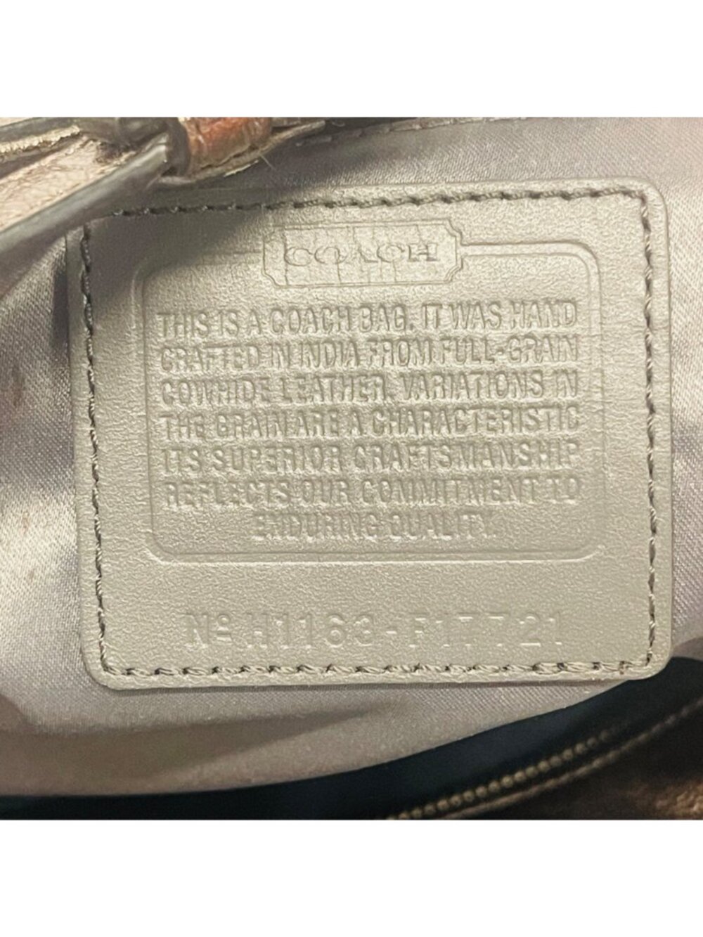 Coach Gallery F17721 Metallic Pewter Leather East West Tote Shoulder Bag Purse - Picture 9 of 16